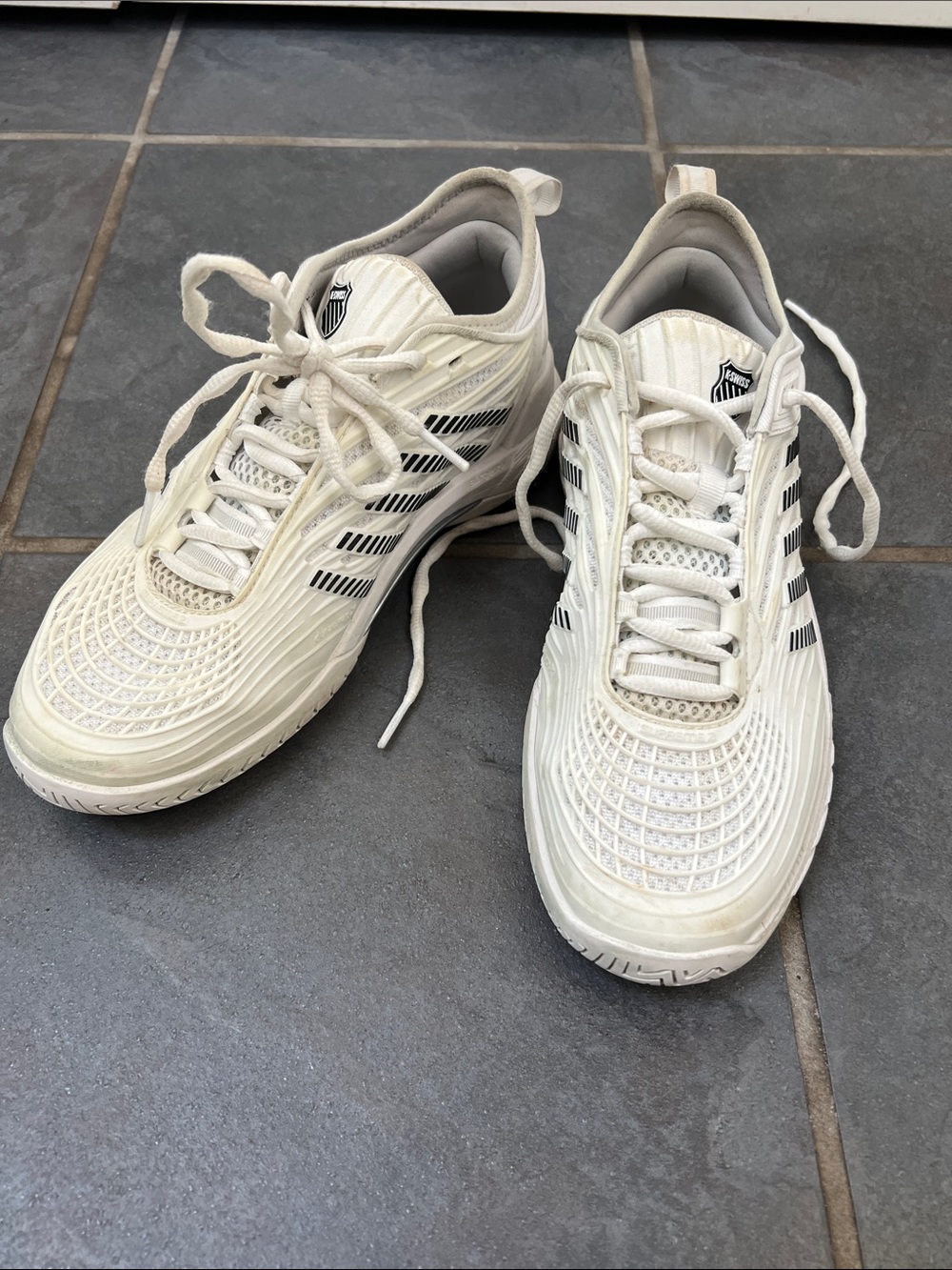 K-Swiss White and Black Tennis Shoes